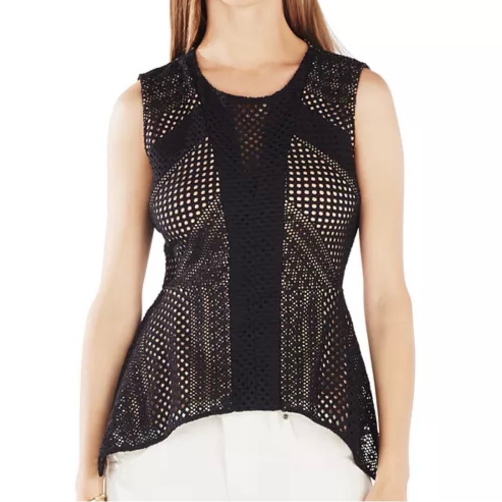 BCBGMaxAzria Black Mesh Tank Top